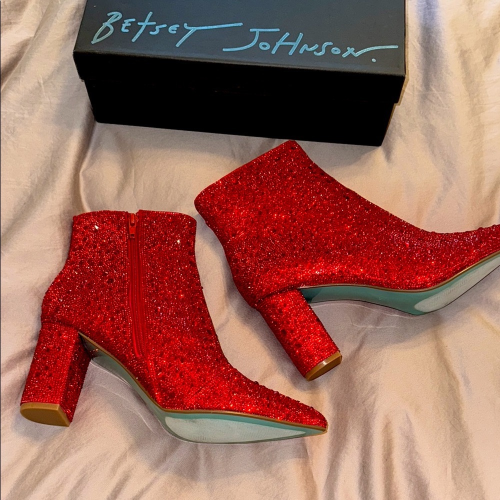 Betsey Johnson sparkle boots never been worn.